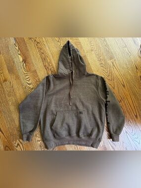 Wells Lamont Mens Medium Brown Fleece Workwear Pullover Hoodie Logo